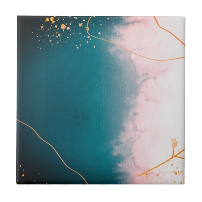 Vackra blåa guld-plattor kakelplatta (Framsidan)