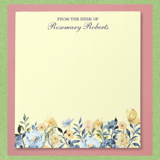 Vackra Blåa och Gula Vilda Blommor Anteckningsbloc Anteckningsblock