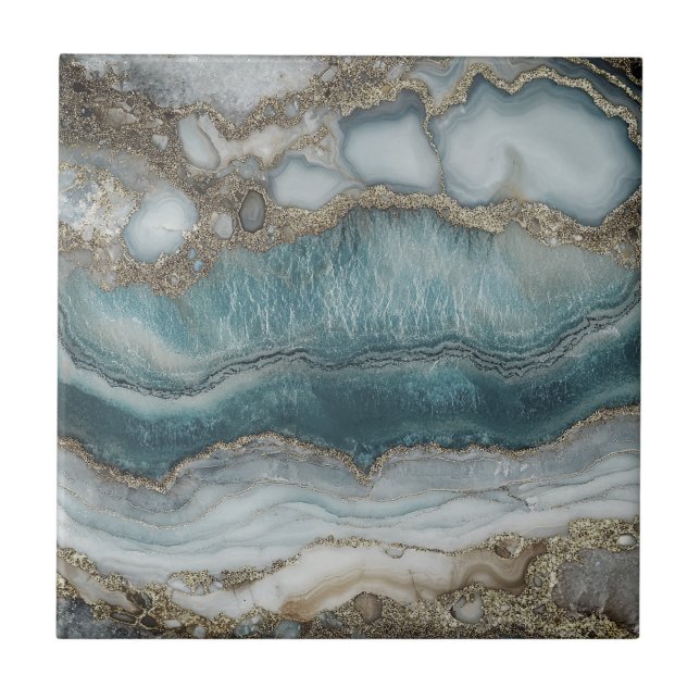 Vackra blåa silver-plattor kakelplatta (Framsidan)