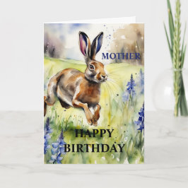 Vackra blåskönhetskort Hare Birthday Card (rediger Helgkort