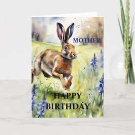 Vackra blåskönhetskort Hare Birthday Card (rediger Helgkort