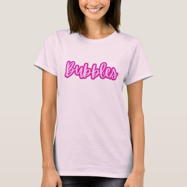 Vackra bleka rosa textbubblor för kvinnor  t shirt (Framsida)