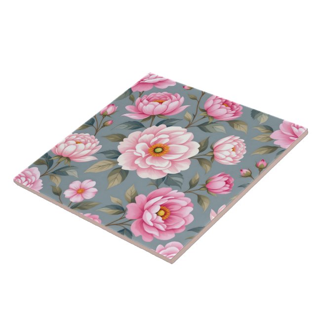 Vackra blommande rosa blommor kakelplatta (Sidan)