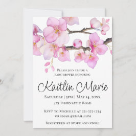 Vackra blommar för körsbär med rosa-kalligrafi inbjudningar