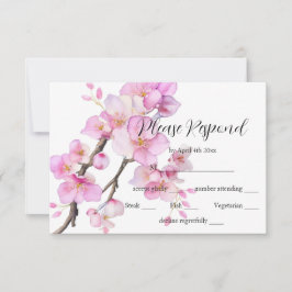 Vackra blommar för vattenfärgskörsbär i rosa OSA kort