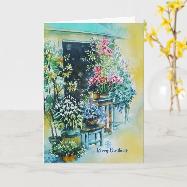 Vackra Blommigt-julkort tillverkat med kärlek Kort (Gul blomma)