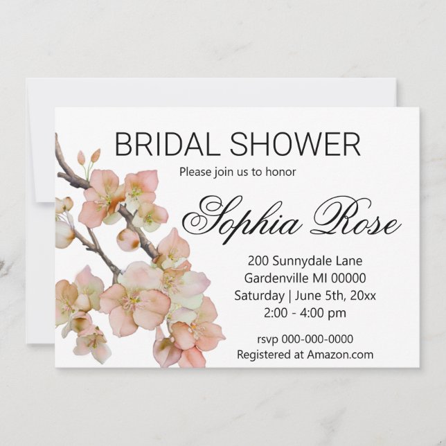 Vackra blommigtar för orange med vattenfärg inbjudningar (Framsida)