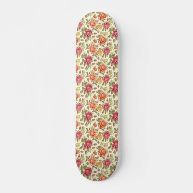 Vackra Blommigtar i Abstrakt Sketch Skateboard (Framsida)
