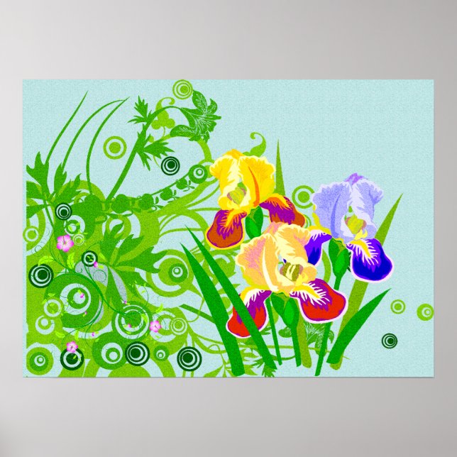 Vackra Blommigtar Poster eller skriver ut Iris Flo (Framsidan)