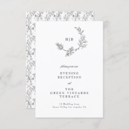 Vackra Blommigtar Sketchade andningsbröllop Mottag Tilläggskort