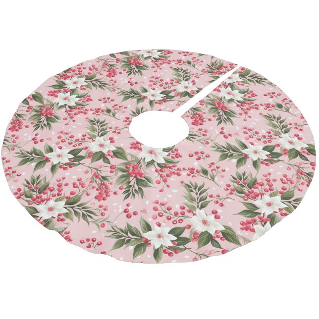 Vackra Blommigtar vid Rosan och Berries Julgransmatta Borstad Polyester (Vinklad)