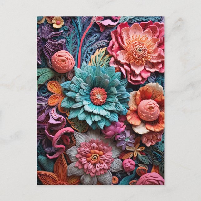 Vackra Blommigtar Viktorianska Elegant Söt Flowers Vykort (Framsida)