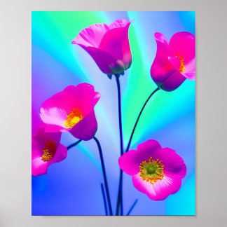 Vackra blommigtarna vattenfärg poster