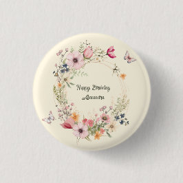 Vackra Blommigten Ålder och fjärilar Knapp