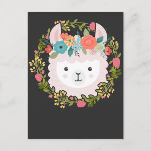 Vackra Blommigten Llama Alpaca Flower Animal Vykort