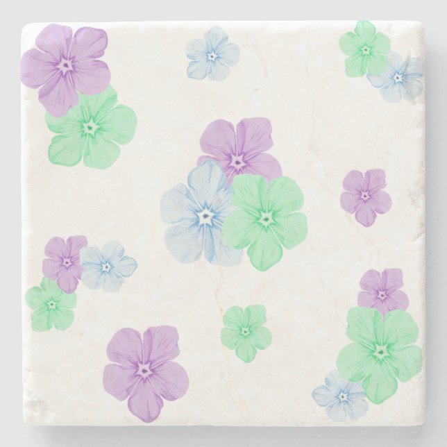 Vackra Blommigten Phlox Mönster Färg Pencil - Vitl Stenunderlägg (Framsidan)