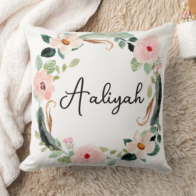 Vackra Blommigten Wandeand Namn Monogram Kudde (Filt)