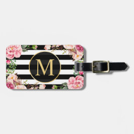 Vackra Blommigten Wrap Black White Rand Monogram Bagagebricka