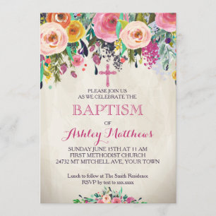 Vackra Blommigtens baptism, Baby Inbjudningar