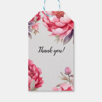 vackra blommor av rosa peonier presentetikett
