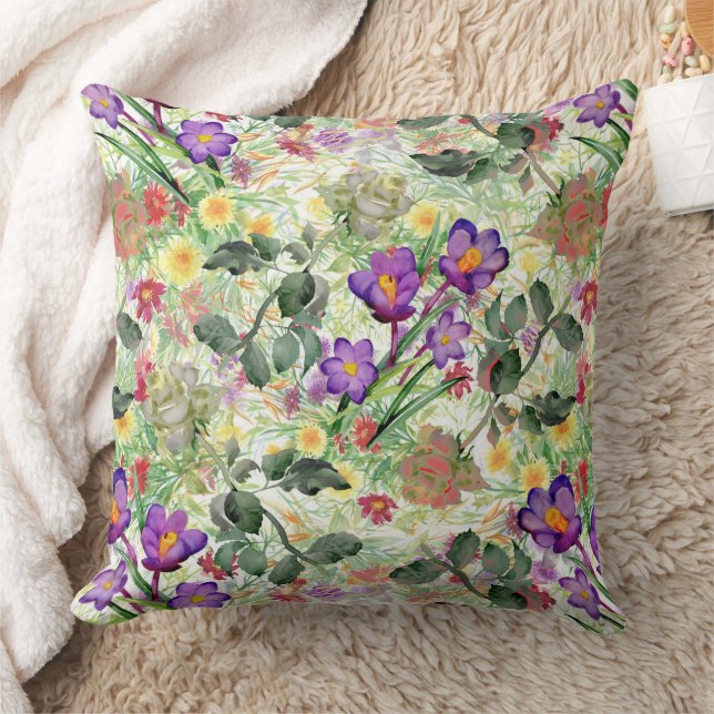 Vackra blommor Blooming Summer Garden Kudde (Filt)