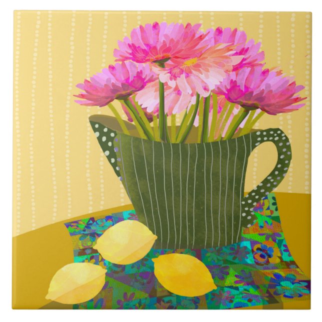 Vackra blommor Ceramic Kitchen Tile Kakelplatta (Framsidan)