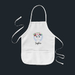 Vackra blommor Cute Watercolor Cat med Namn Barnförkläde<br><div class="desc">Den här vackra och giftiga barnen apron har en vacker,  handmålad kattunge som bär en blomkrans. Den här vattenfärgsdesignen i blommigten har också ställe för att du ska kunna lägga till flickans namn. Perfekt för vilken barn som helst!</div>