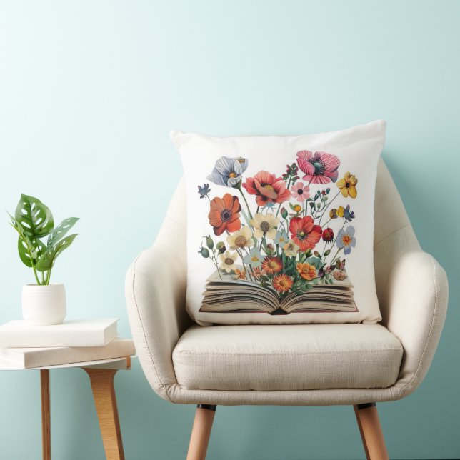 Vackra blommor från en bok Läsare Författare Kudde (Stol)
