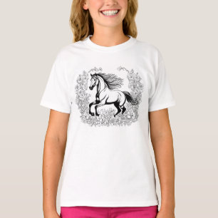 Vackra blommor & häst målar en t shirt