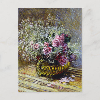 Vackra blommor i Guld Pot Vykort