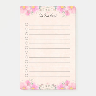 Vackra blommor i pastellfärger Att göra-lista Post-it Block