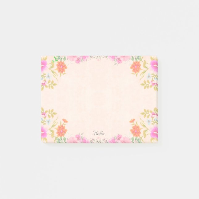 Vackra blommor i pastellfärger post-it block (Framsida)