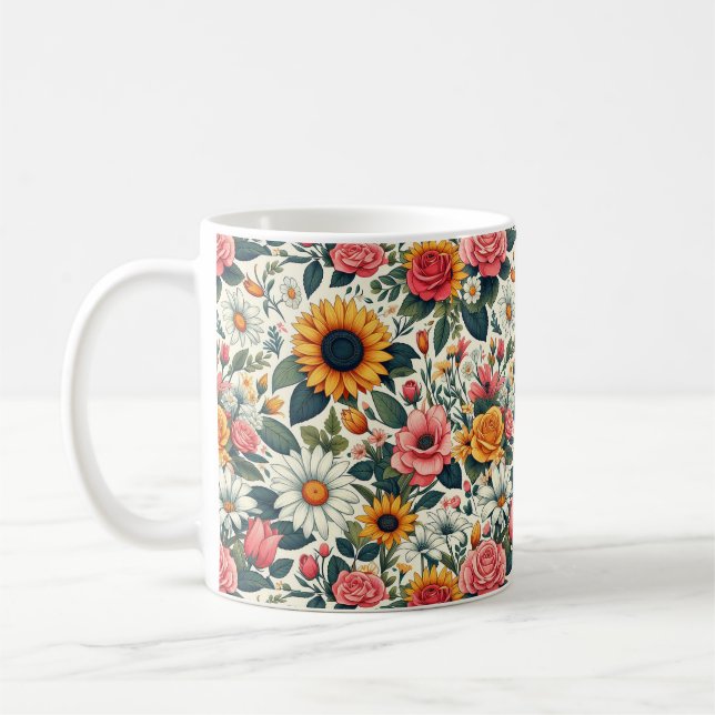 Vackra blommor kaffemugg (Vänster)
