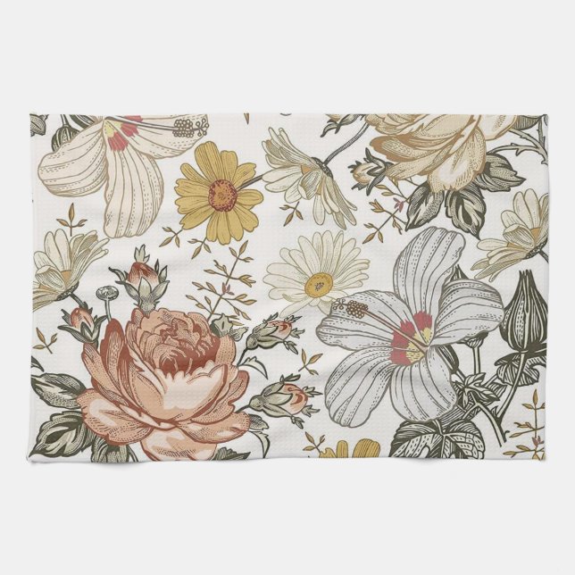 Vackra blommor kökshandduk (Horisontell)