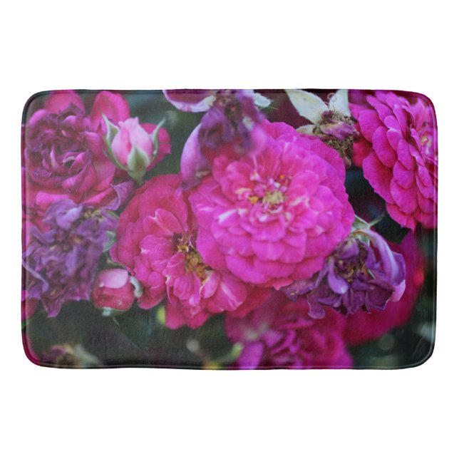 Vackra blommor Magenta Rosa och Lila Badrumsmatta (Framsidan)