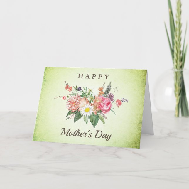 Vackra blommor Mors dag-hälsningskort Tack Kort (Framsida)