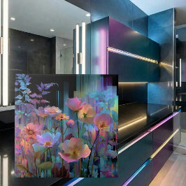 Vackra blommor neonkonst kakelplatta