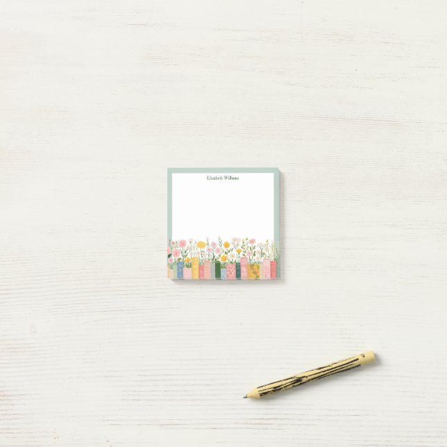 Vackra blommor och böcker  post-it block (På skrivbordet)