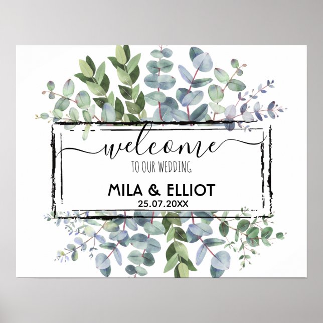 Vackra blommor och eukalyptus poster (Framsidan)