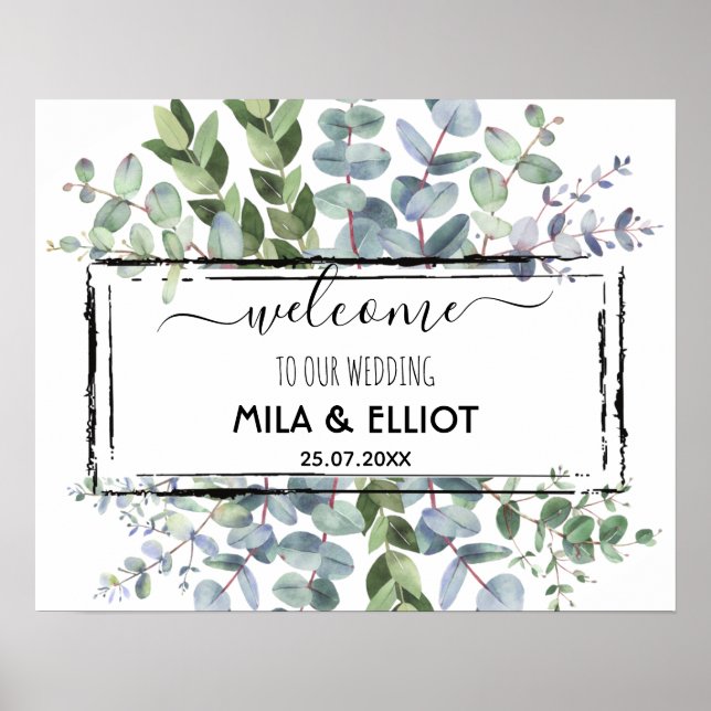 Vackra blommor och eukalyptus poster (Framsidan)