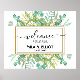 Vackra blommor och eukalyptus poster