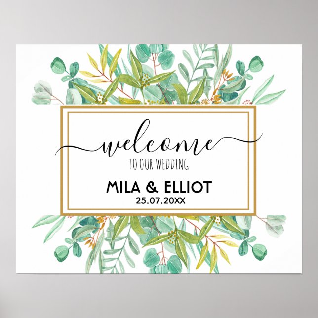 Vackra blommor och eukalyptus poster (Framsidan)