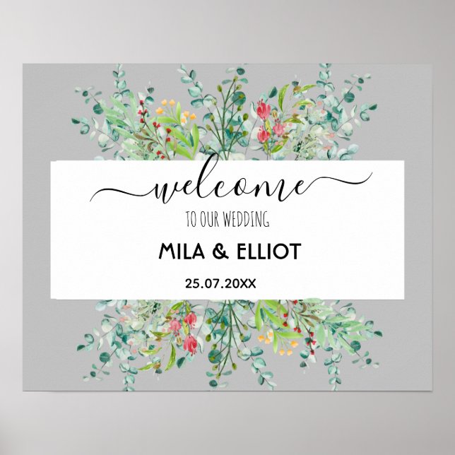 Vackra blommor och eukalyptus poster (Framsidan)