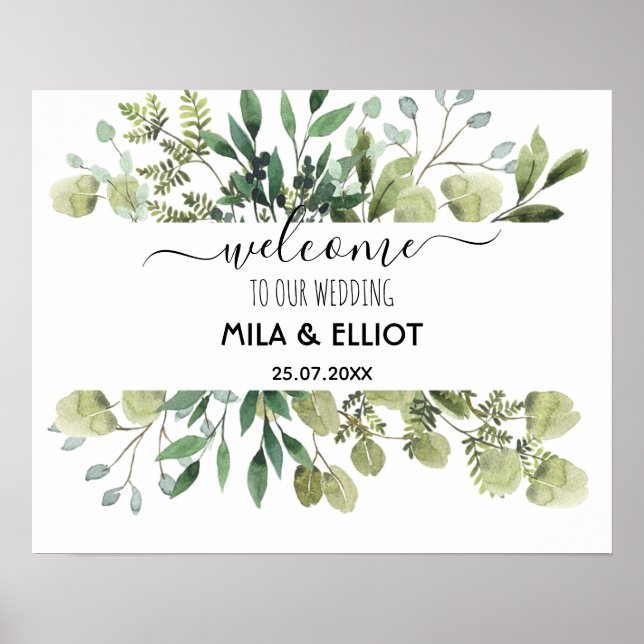 Vackra blommor och eukalyptus poster (Framsidan)