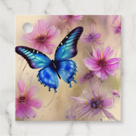 Vackra blommor och fjäril gåvor etiketter