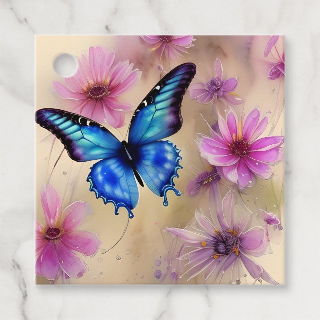 Vackra blommor och fjäril gåvor etiketter (Framsida)