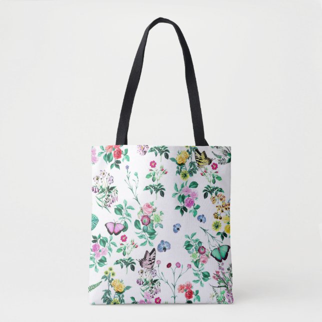 Vackra blommor och fjärilar tygkasse (Framsida)