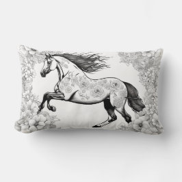 Vackra blommor och Horse Färg din egen Lumbarkudde