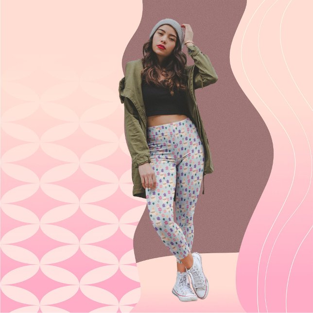 Vackra blommor och kuvert Mönster Leggings (Skapare uppladdad)