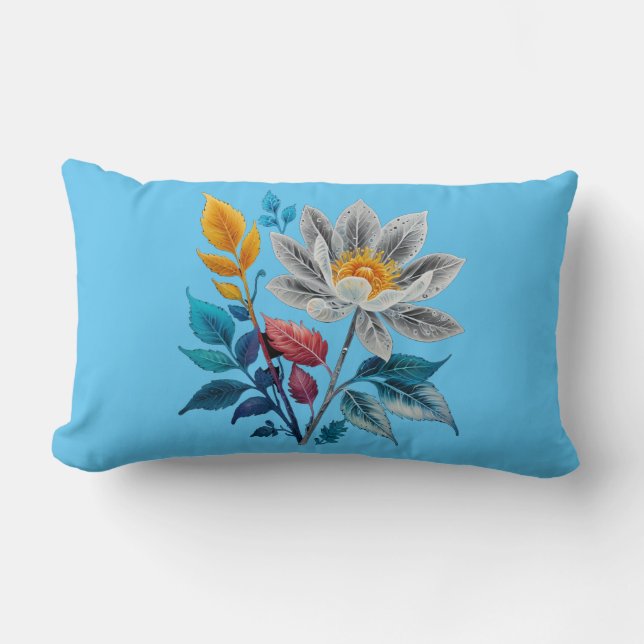 vackra blommor och löv lumbarkudde (Framsida)